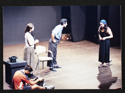 A Photograph of Actors at the "Buʾs Wa Ruʿb Reich ath-Thaleth" Rehearsals, al-Midan Theatre, 2002
