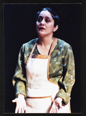 A Photograph of Fatin Khury During the Theatrical Performance "Mashhad Min al-Jiser", al-Midan Theatre, 2002