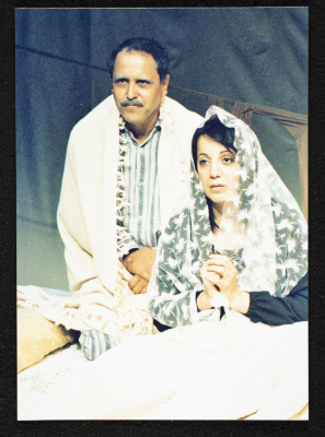 A Photograph of Muhammad ʿudetallah and Rawda Sulayman During the Theatrical Performance "Ahlam Shaqeyyeh", al-Midan Theatre, 2001