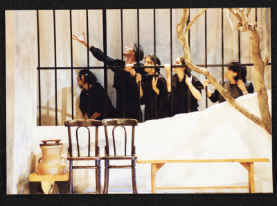A Photograph of the Theatrical Performance "Sayyedat al-Bayt", al-Midan Theatre, 2000	