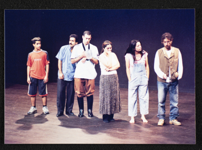 A Photograph of Actors at the "Buʾs Wa Ruʿb Reich ath-Thaleth" Rehearsals, al-Midan Theatre, 2002