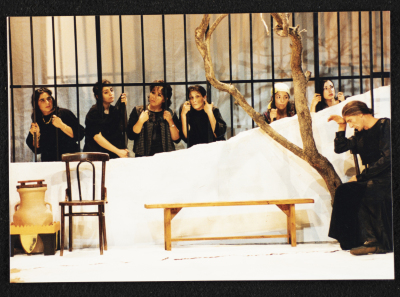A Photograph of the Theatrical Performance "Sayyedat al-Bayt", al-Midan Theatre, 2000	