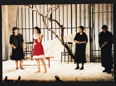 A Photograph of the Theatrical Performance "Sayyedat al-Bayt", al-Midan Theatre, 2000	