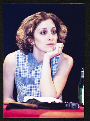 A Photograph of Salma Khshaybun at the "Buʾs Wa Ruʿb Reich ath-Thaleth" Rehearsals, al-Midan Theatre, 2002