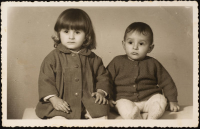 A Photograph of Siblings Hashim and Suhair Samir Barquny, Gaza, 1965 
