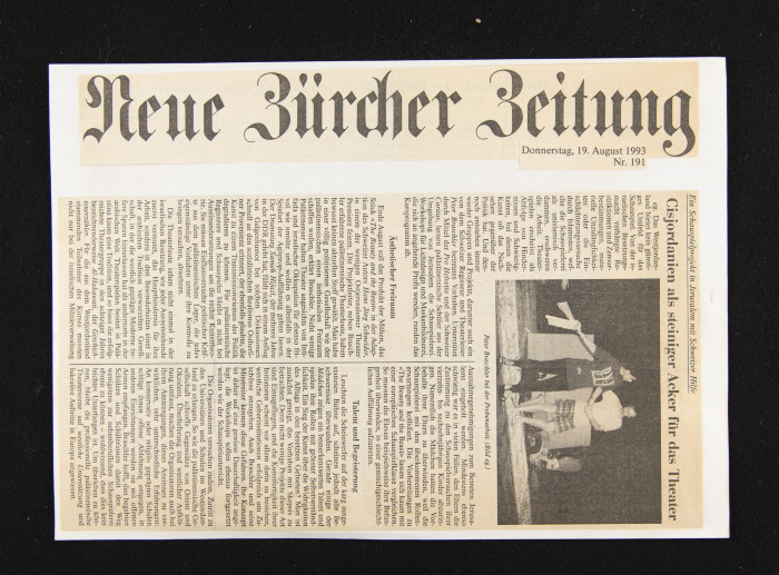 A Newspaper Clipping from The Neue Zürcher Zeitung, Issue No. 1 
