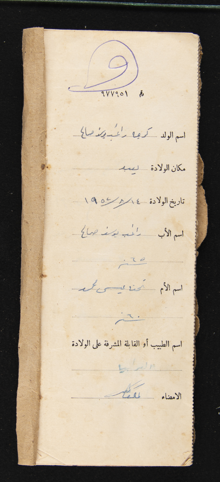 دفتر مواليد بلدة يعبد رقم 9