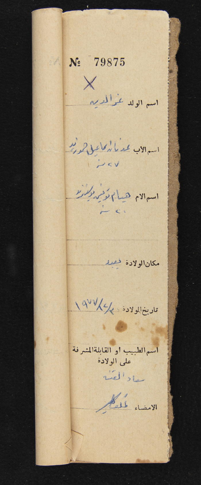 A Register of Births, No. 5, Yaʿbad Town