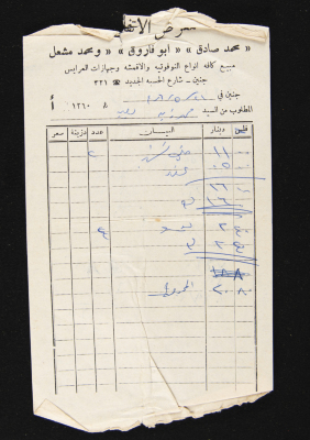 An Invoice Issued by a Fabrics Store	