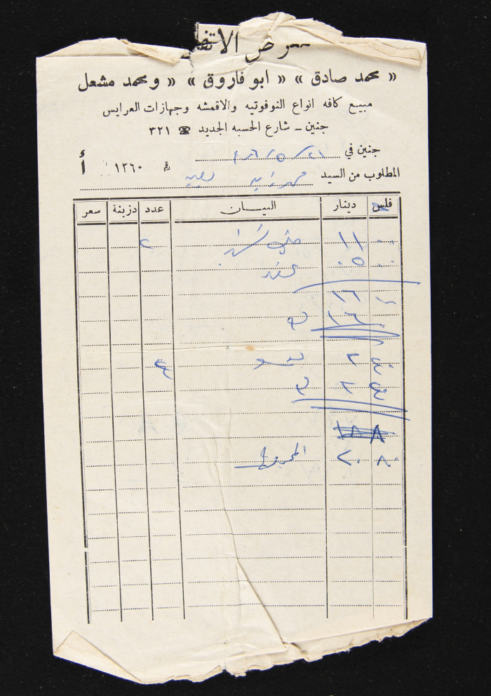 An Invoice Issued by a Fabrics Store	