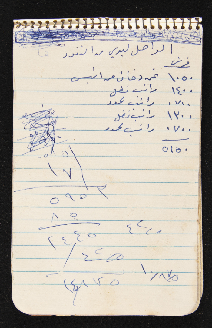 دفتر حسابات لشخص من عائلة زيد الكيلاني