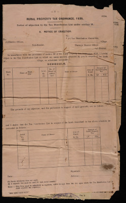 "Notice of Objection to the Tax Distribution List under Section 21", Issued for Khamis Irhaima, November 11 1935
