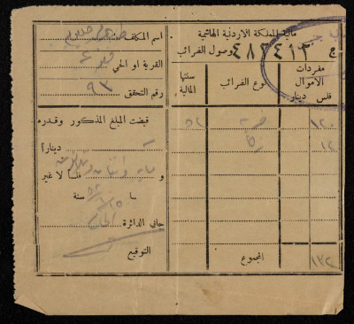 A Tax Receipt Issued to Taxpayer Taher Jalghum, 1952