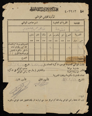 تذكرة تفتيش المواشي 