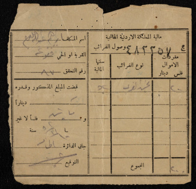 A Tax Receipt Issued to Taxpayer Taher Jalghum, 1952