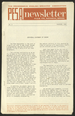 The 3rd Issue of the Progressive Association of English Speakers Newsletter, 1969