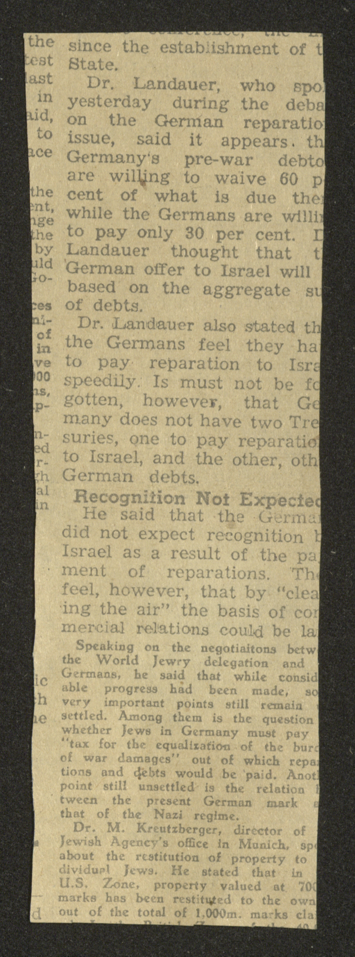 A Newspaper Clipping on Munir Mashaalani