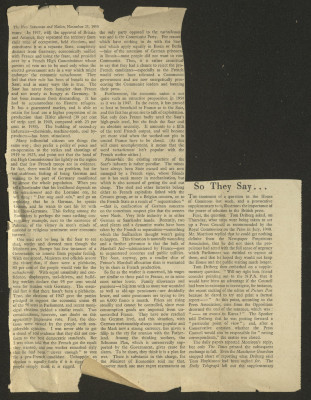 A Clipping from "The New Statesman and Nation" Magazine, 25 November 1950 