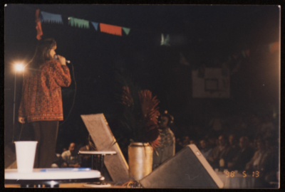 Abeer Sansur at the Saffa Heritage, Culture, and Art Festival, Handala Cultural Center, 1998	
