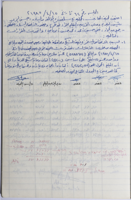 محضر جلسة لجنة المعارف رقم 62 لعام 1985