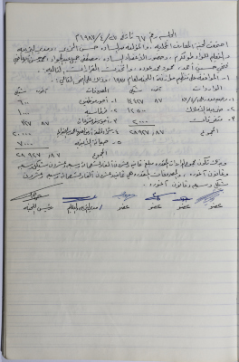 محضر جلسة لجنة المعارف رقم 67 لعام 1987