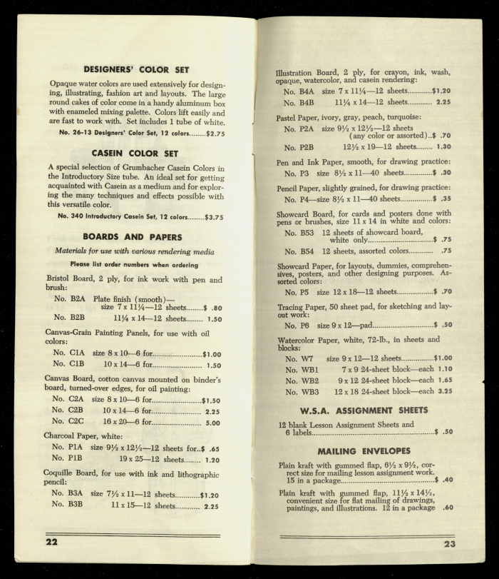 Catalogue of Artists' Supplies, Washington School of Arts