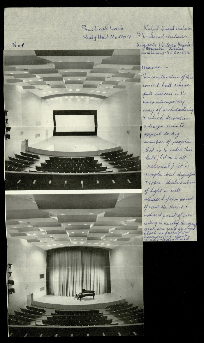 Concert Hall Design,  a Praxis Project by Nahil Bishara, Chicago School of Interior Desing, 1960-1964