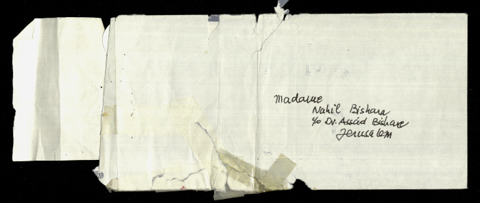 A Photograph of an Envelop with Nihal Bishara's Name 