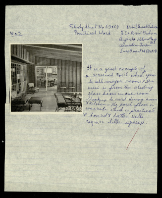 A House Terrace Design,  a Praxis Project by Nahil Bishara, Chicago School of Interior Desing, 1960-1964