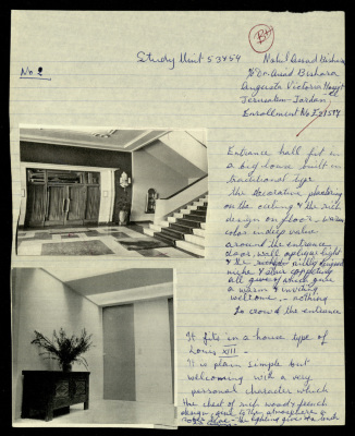 A House Enterance,  a Praxis Project by Nahil Bishara, Chicago School of Interior Desing, 1960-1964
