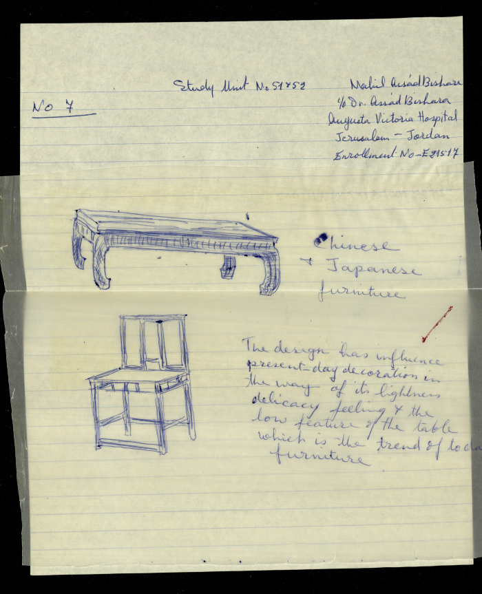 Chinese and Japanese Furniture Designs,  a Praxis Project by Nahil Bishara, Chicago School of Interior Design, 1960-1964
