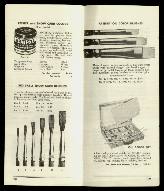 Catalogue of Artists' Supplies, Washington School of Arts