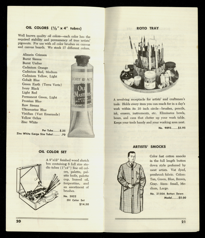 Catalogue of Artists' Supplies, Washington School of Arts