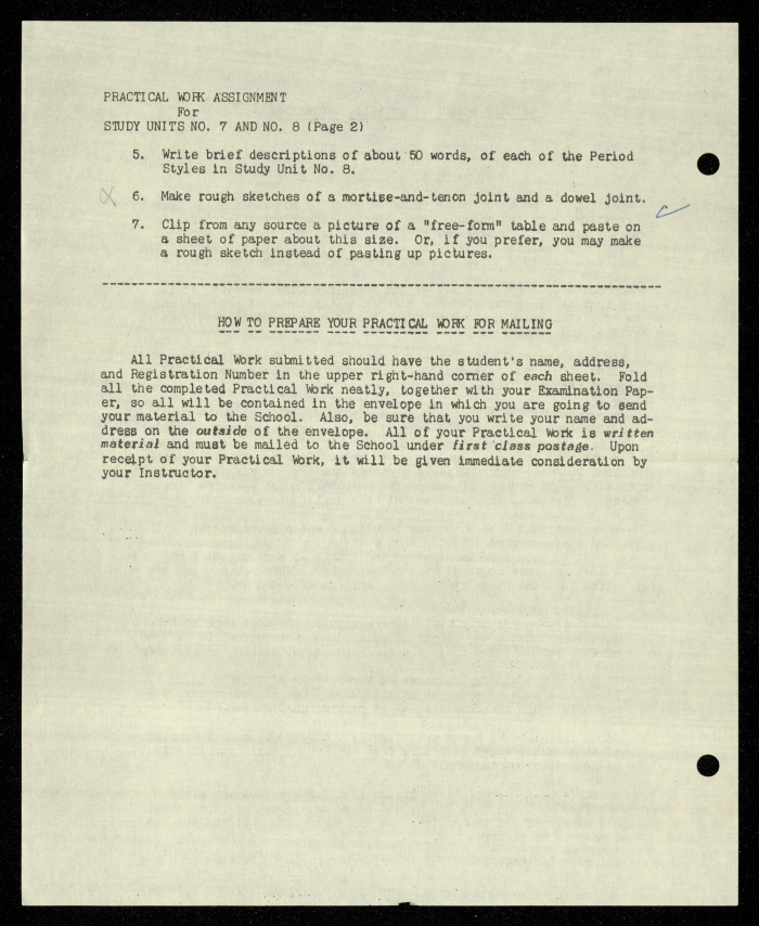 Practical Work Assignment for Nahil Bishara, Study Units 7 and 8, Chicago School of Interior Decoration, 1960-1964 