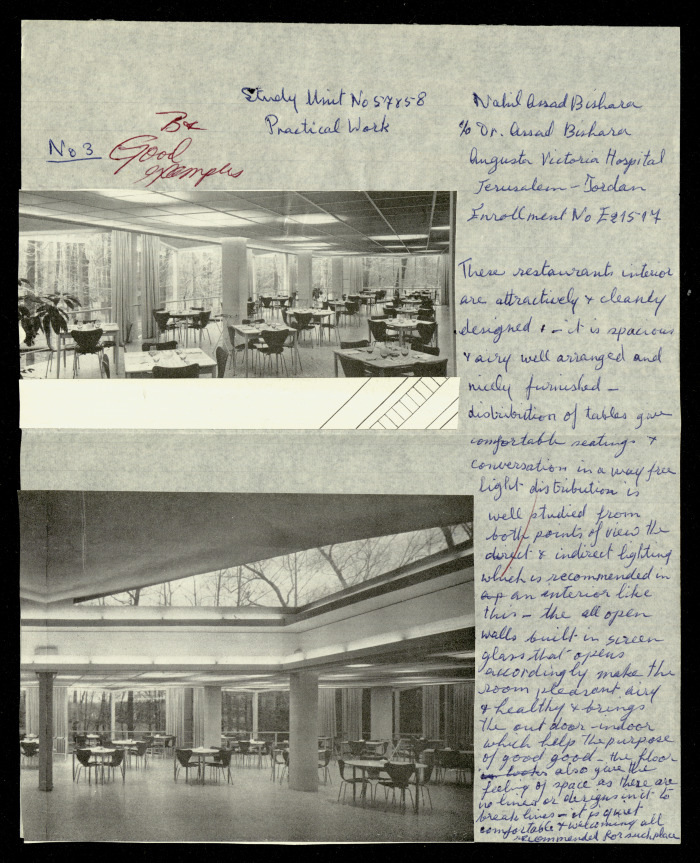 A Restaurant's Interior Design, a Praxis Project by Nahil Bishara, Chicago School of Interior Decoration, 1960-1964
