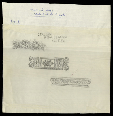 Decorative Italian Renaissance Drawings, a Praxis Project by Nahil Bishara, Chicago School of Interior Decoration, 1960-1964