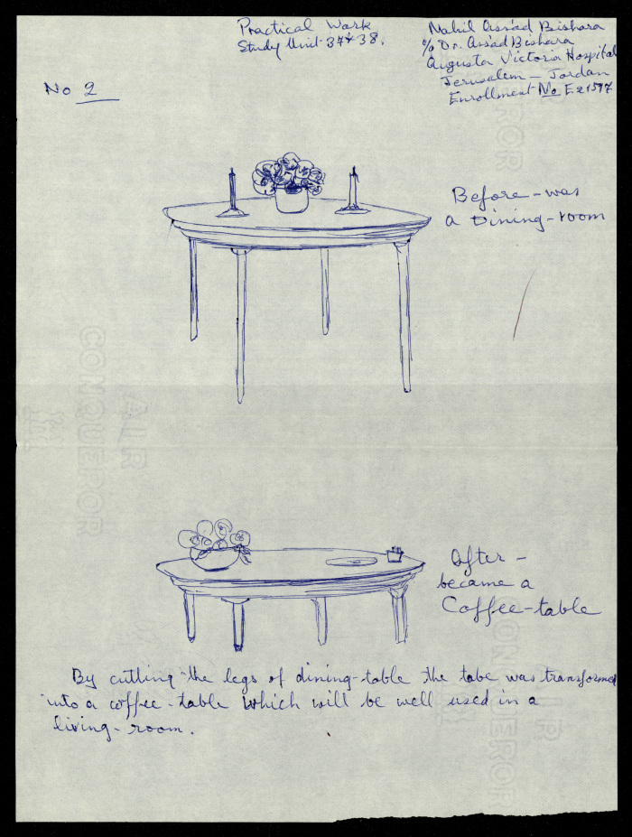 Table Use, a Praxis Project by Nahil Bishara, Chicago School of Interior Decoration, 1960-1964