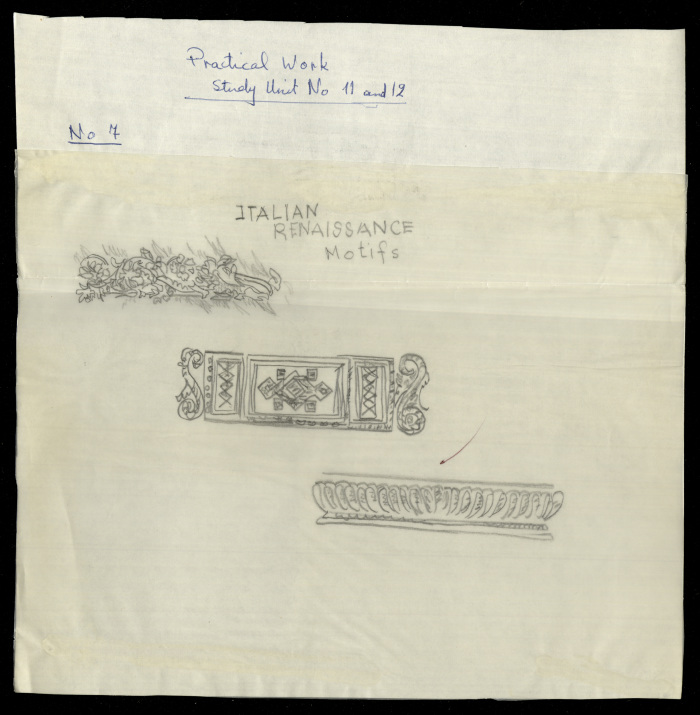 Decorative Italian Renaissance Drawings, a Praxis Project by Nahil Bishara, Chicago School of Interior Decoration, 1960-1964