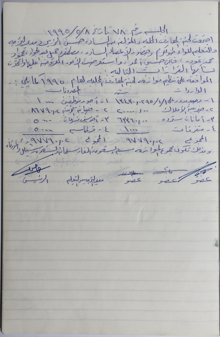 The Minutes of Meeting no. 78 of the Education Committee 1995
