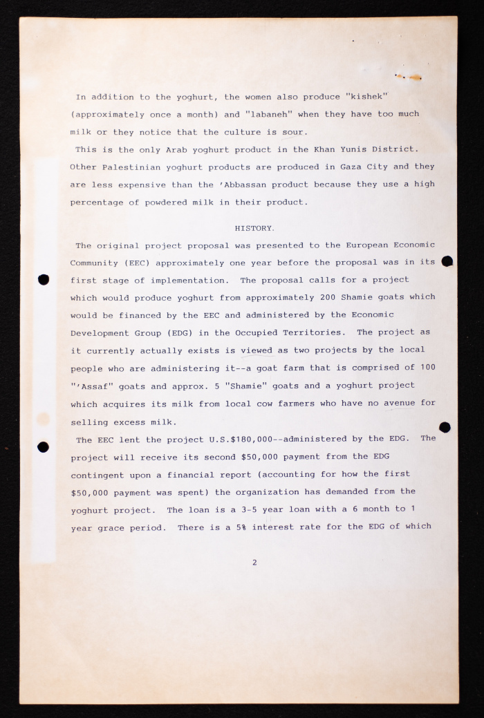 A Report on the 'Abbassan Yoghurt Project