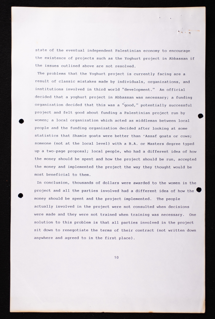 A Report on the 'Abbassan Yoghurt Project