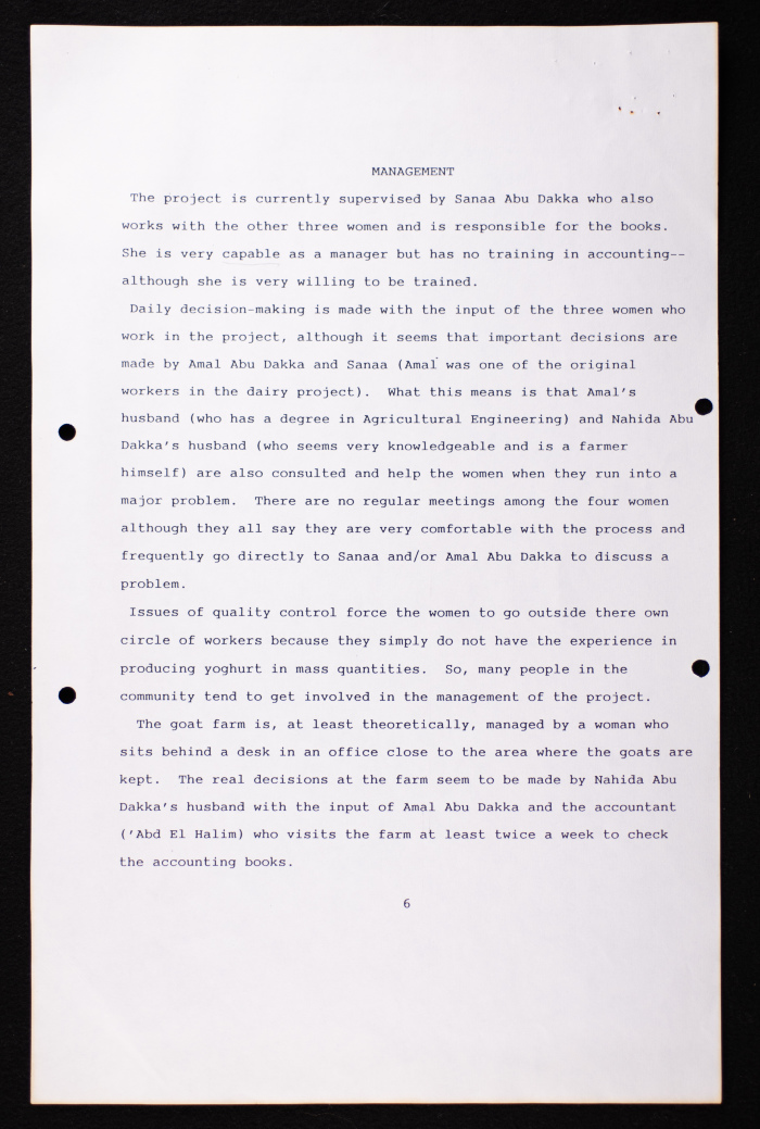 A Report on the 'Abbassan Yoghurt Project