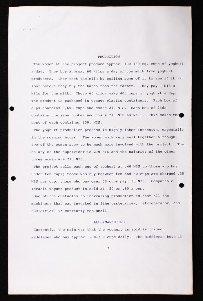 A Report on the 'Abbassan Yoghurt Project