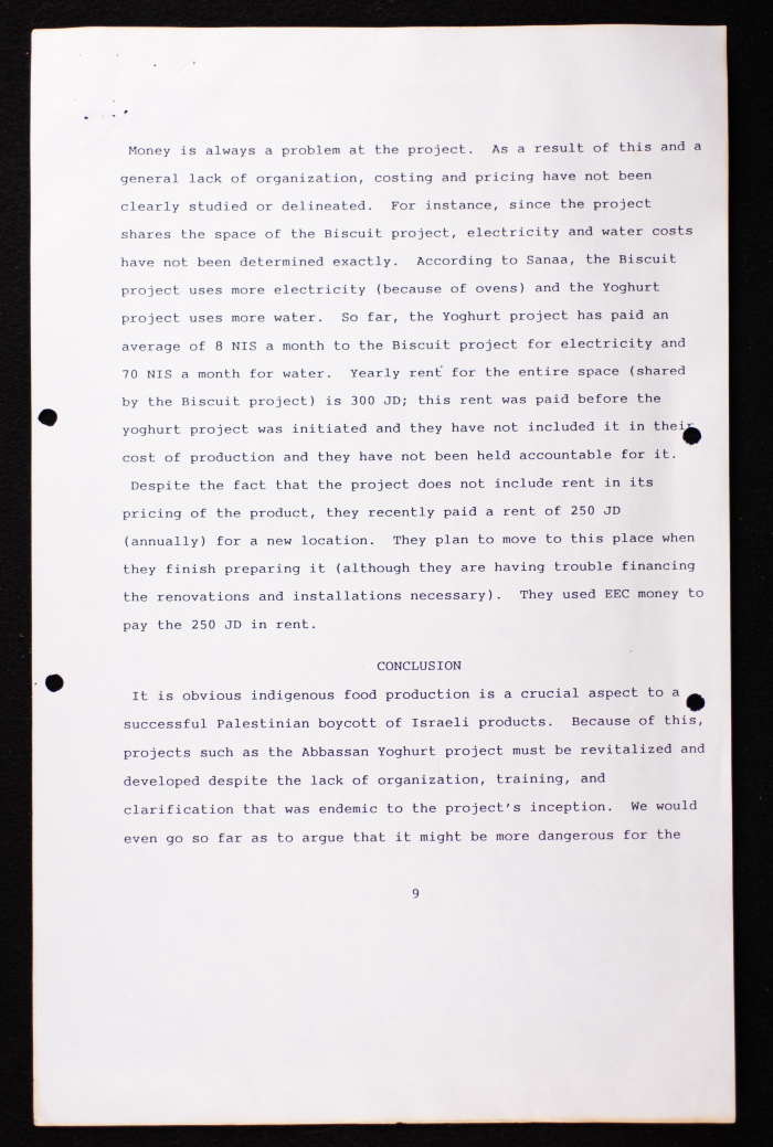 A Report on the 'Abbassan Yoghurt Project