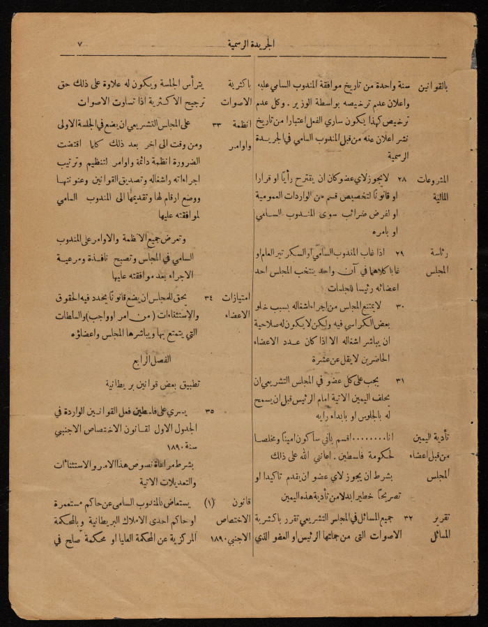 An Issue from the Official Palestine Government Newspaper, 1 September 1922