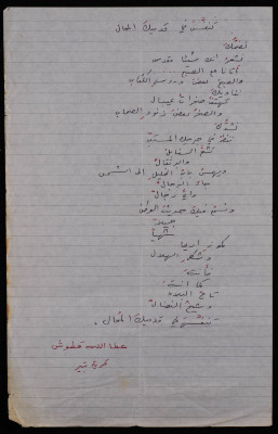 A Letter from Atallah Qatush to Bassam Shak'a