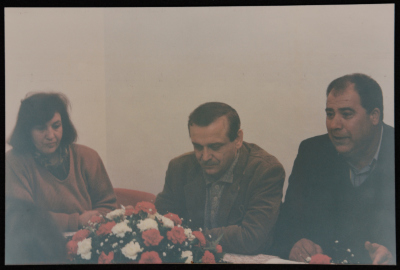 A Photograph of a Meeting between a Group of Women and Yaser Abd Rabbu, General Secretary of FIDA Party, 1990-99
