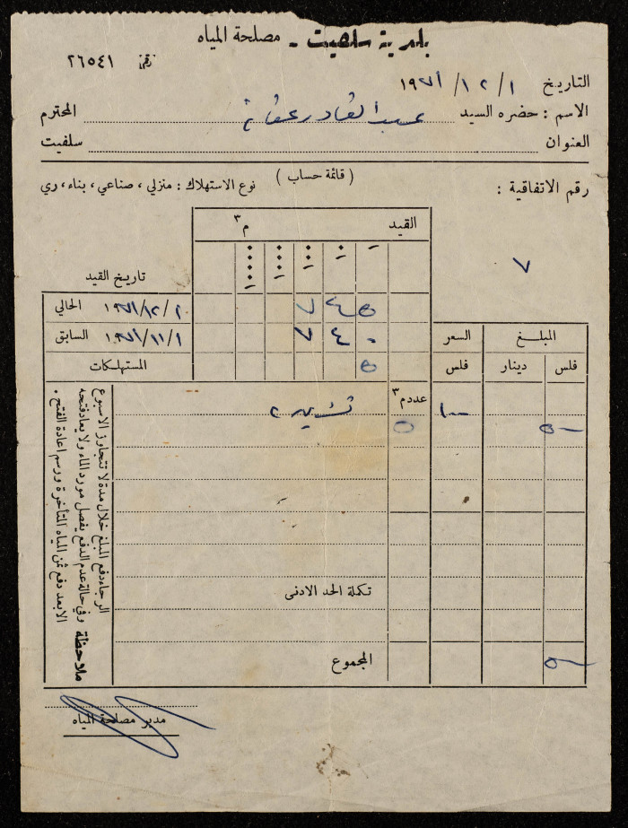 Water Undertaking Account Report