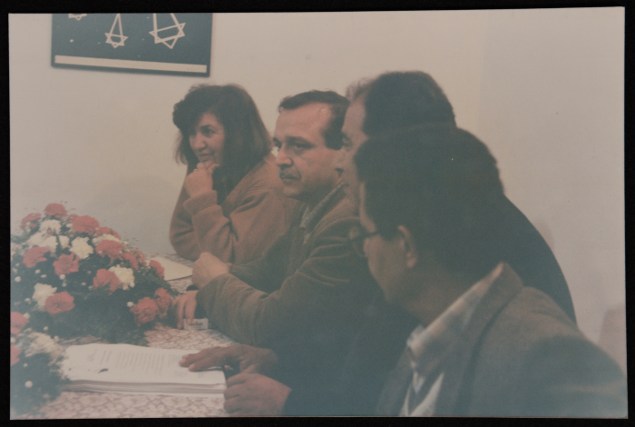 A Photograph of a Meeting between a Group of Women and Yaser Abd Rabbu, General Secretary of FIDA Party, 1990-99
