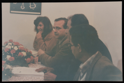 A Photograph of a Meeting between a Group of Women and Yaser Abd Rabbu, General Secretary of FIDA Party, 1990-99
